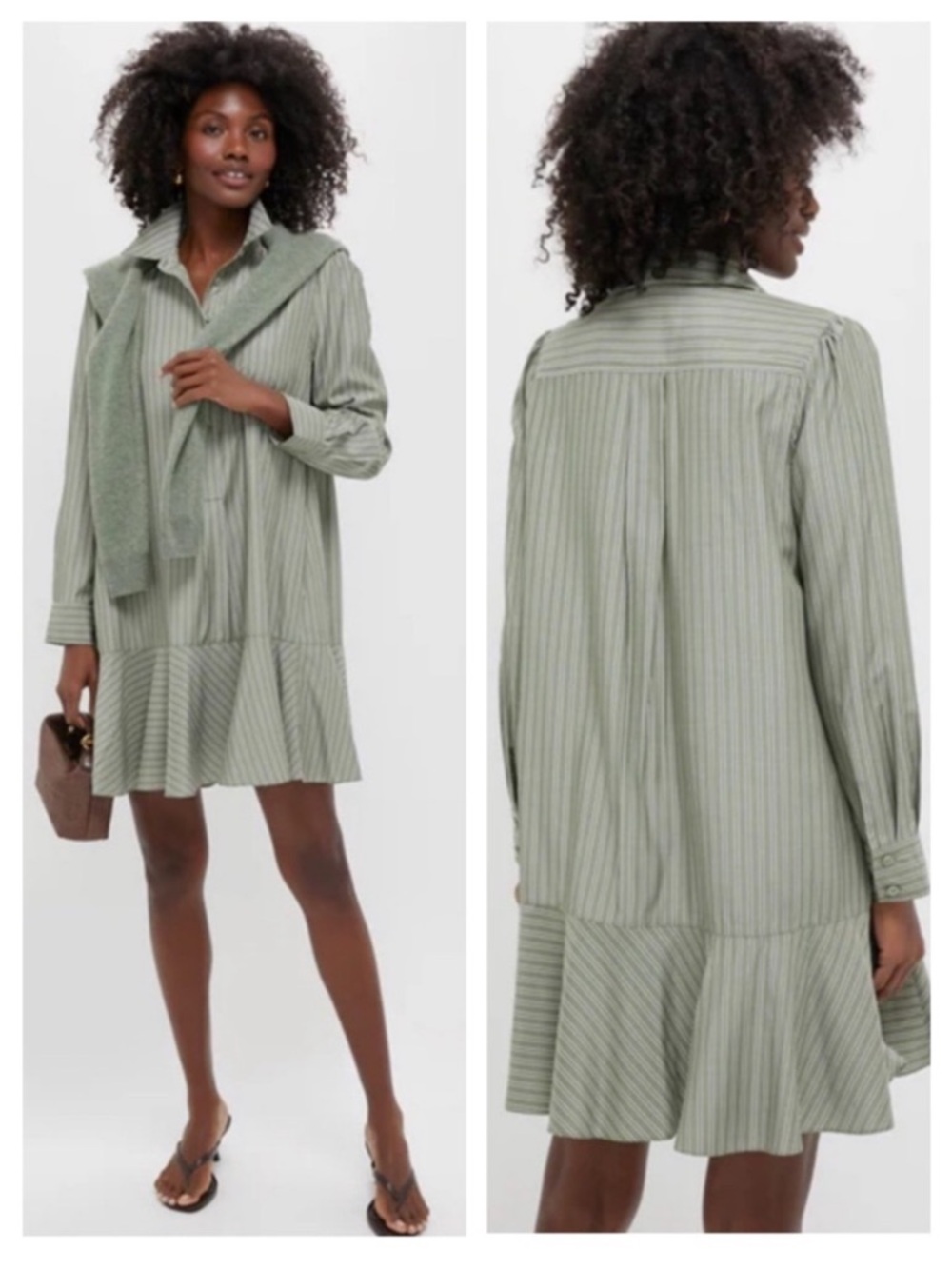 The Tuckernuck Green Stripe Callahan Shirt Dress Size XL w Pockets Long Sleeve